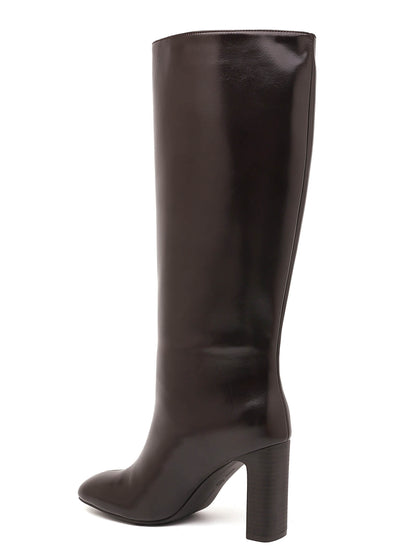 BOTTES HAUTES CHOCOLAT À TALON CARRÉ MISS MAYA