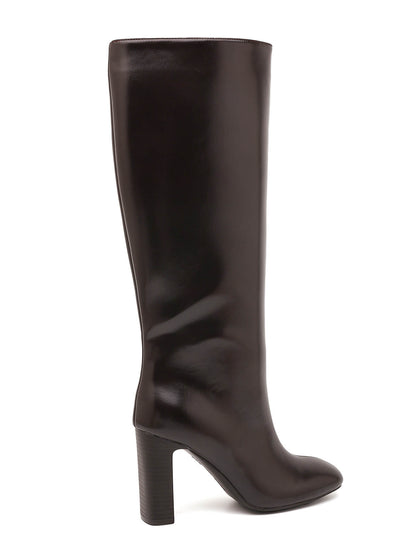 BOTTES HAUTES CHOCOLAT À TALON CARRÉ MISS MAYA