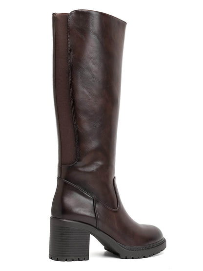 BOTTES MARRON HAUTES TALON BLOC CONFORT MISS HARMONIE