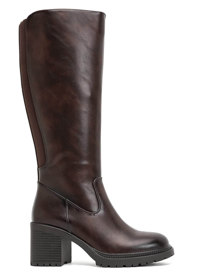BOTTES MARRON HAUTES TALON BLOC CONFORT MISS HARMONIE