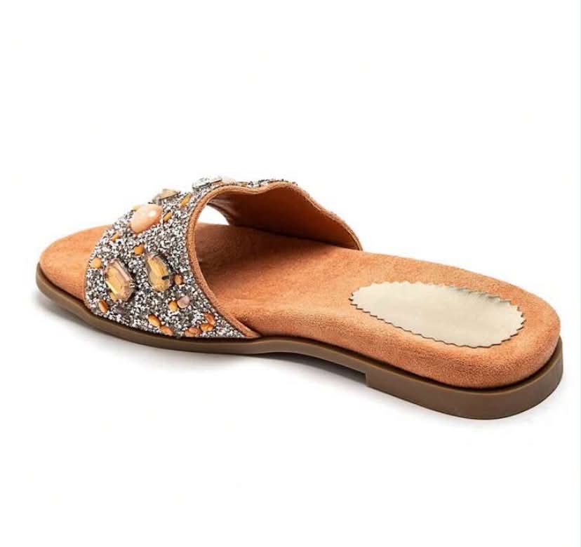 sandales Mules "– Orange & Bijoux Scintillants