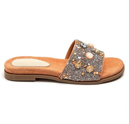 sandales Mules "– Orange & Bijoux Scintillants