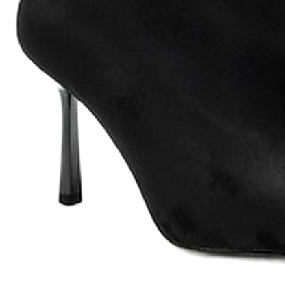 BOTTINES FEMME NOIRES EFFET DAIM À TALON AIGUILLE – BOUT POINTU