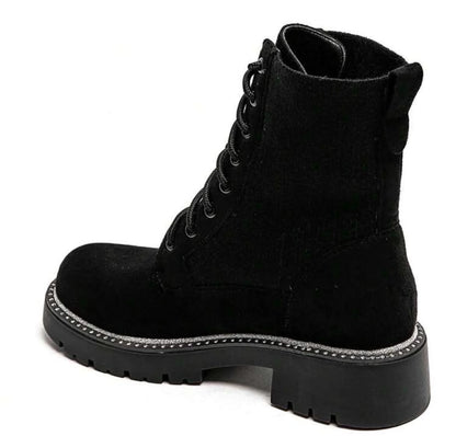 BOOTS SUÉDINE NOIRE LACETS SEMELLE PLATEFORME MISS PALOMA