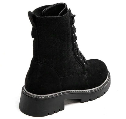 BOOTS SUÉDINE NOIRE LACETS SEMELLE PLATEFORME MISS PALOMA