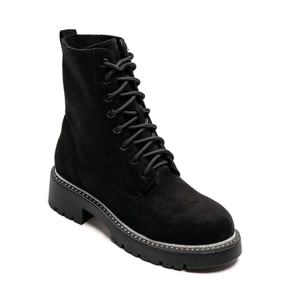 BOOTS SUÉDINE NOIRE LACETS SEMELLE PLATEFORME MISS PALOMA