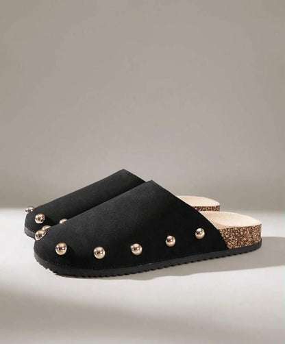 Sandales Gladtior Chic à Détail Métallique - Élégance & Confort d'Été Noir