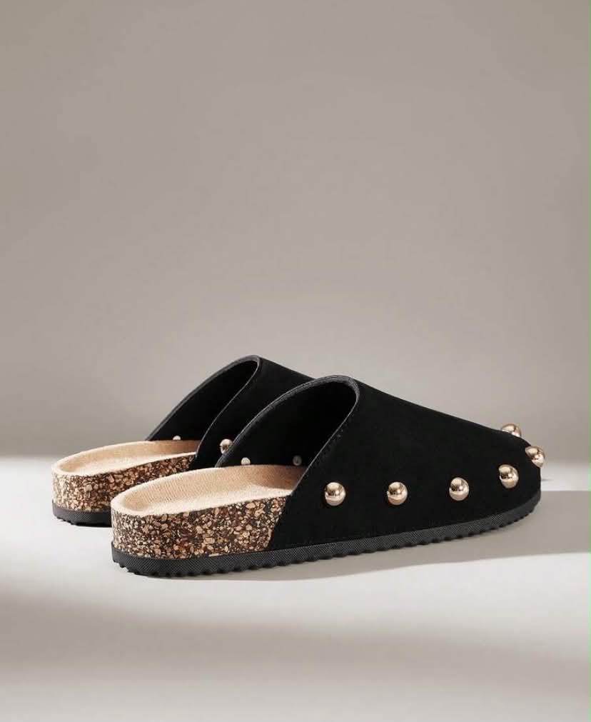 Sandales Gladtior Chic à Détail Métallique - Élégance & Confort d'Été Noir