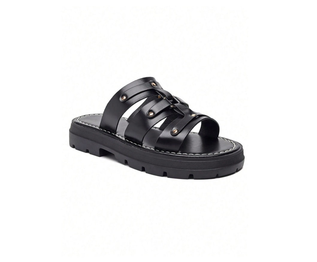Chaussures femme sandales mules à platform noir