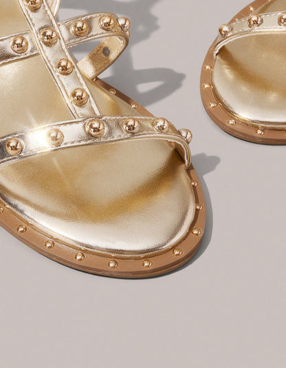 Sandales gladiateurs cloutée miss tya gold or