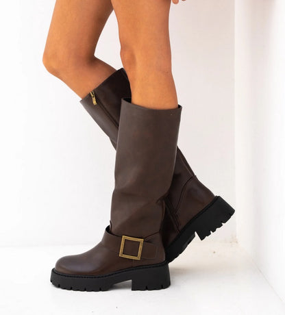 CHAUSSURES FEMME BOTTES BICKER SEMELLE CRANTEE MISS NESSA MARRON CHOCO