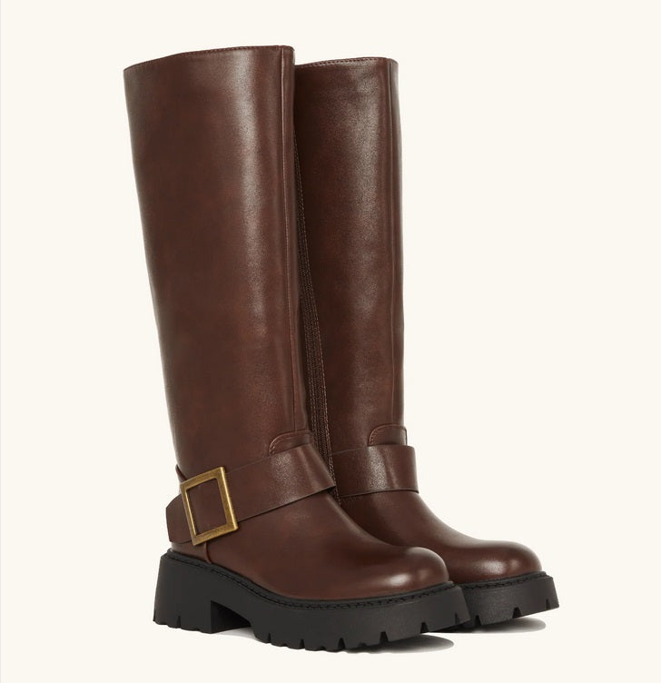 CHAUSSURES FEMME BOTTES BICKER SEMELLE CRANTEE MISS NESSA MARRON CHOCO