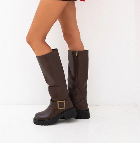 CHAUSSURES FEMME BOTTES BICKER SEMELLE CRANTEE MISS NESSA MARRON CHOCO