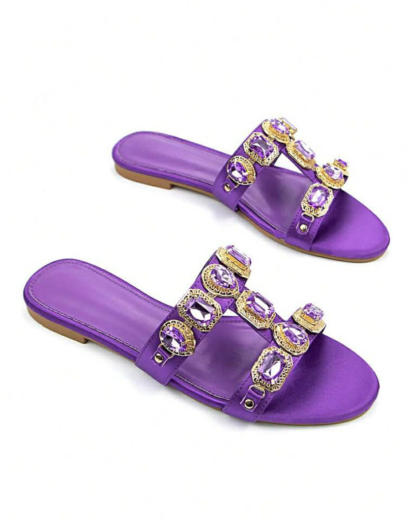 Sandales Bijoux "Améthyste Royale" – Élégance Satinée violet