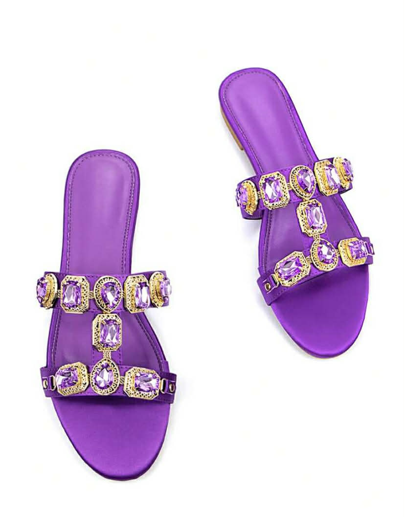 Sandales Bijoux "Améthyste Royale" – Élégance Satinée violet