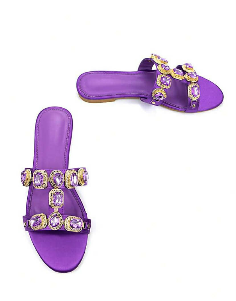 Sandales Bijoux "Améthyste Royale" – Élégance Satinée violet