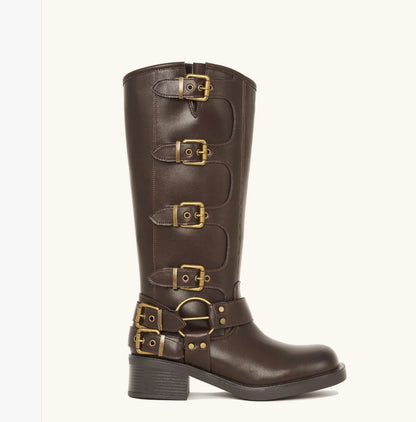 BOTTES BICKER MULTI BOUCLES MISS JENNA CHOCO BROWN
