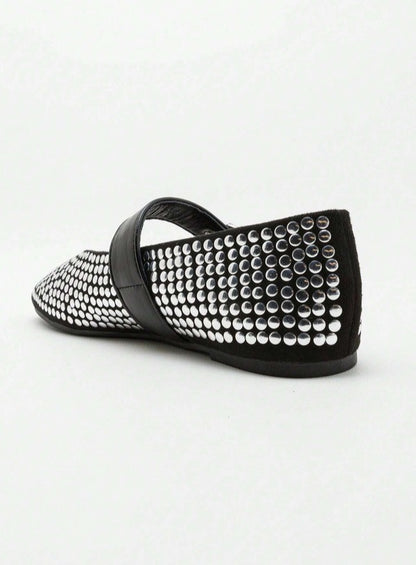 Ballerines cloutées noir et argent