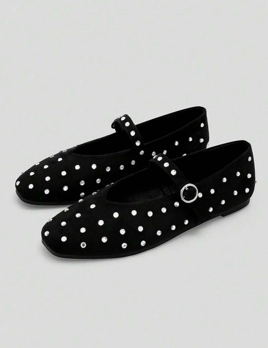 Ballerines cloutées noir et argent