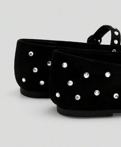 Ballerines cloutées noir et argent