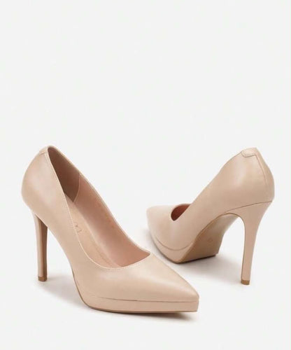 Escarpins Bout Pointu avec Plateforme – Beige Nude Classique