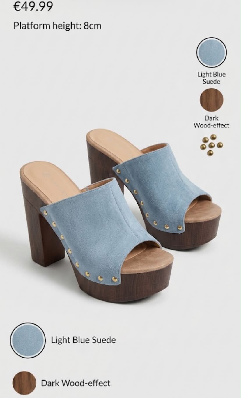 Mules à Plateforme cloutées - Élégance Rétro-Chic Bleu