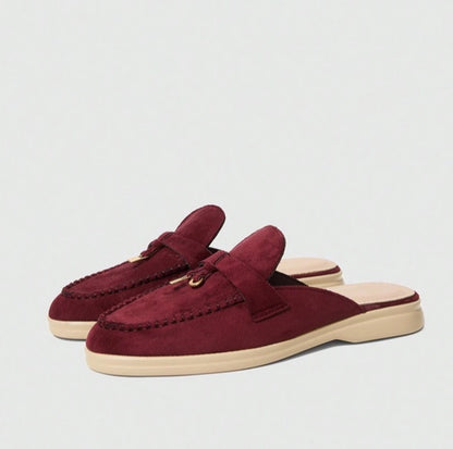 Mules Loafers bordeau à Détails Bijoux