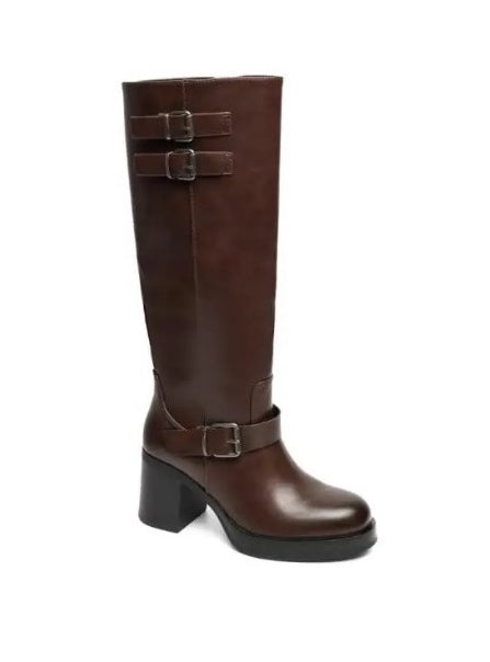 BOTTES AVEC TALONS EPAIS ET BOUCLES DECORATIVES MISS JOYCE CAMEL