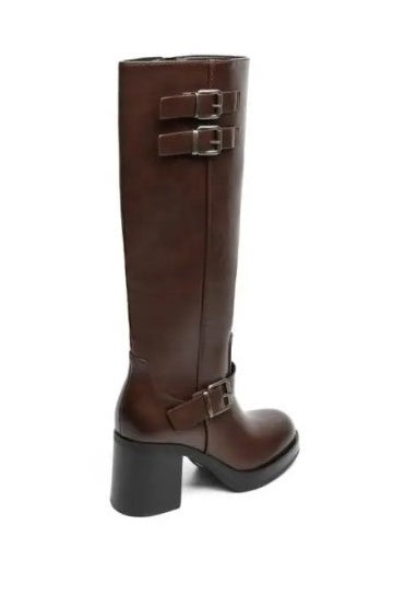 BOTTES AVEC TALONS EPAIS ET BOUCLES DECORATIVES MISS JOYCE CAMEL