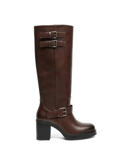 BOTTES AVEC TALONS EPAIS ET BOUCLES DECORATIVES MISS JOYCE CAMEL
