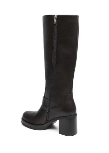 BOTTES AVEC TALONS EPAIS ET BOUCLES DECORATIVES MISS JOYCE MARRON FONCE