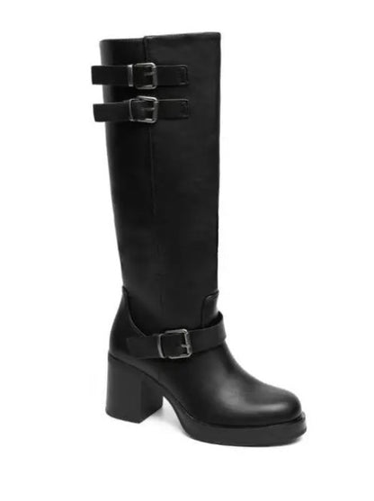 BOTTES AVEC TALONS EPAIS ET BOUCLES DECORATIVES MISS JOYCE NOIR