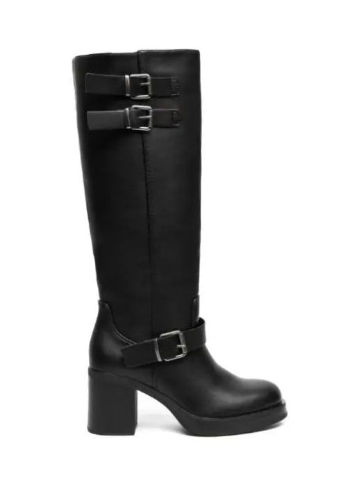BOTTES AVEC TALONS EPAIS ET BOUCLES DECORATIVES MISS JOYCE NOIR