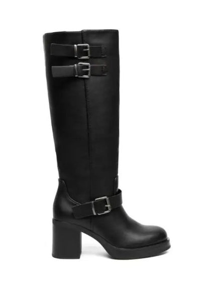 BOTTES AVEC TALONS EPAIS ET BOUCLES DECORATIVES MISS JOYCE NOIR