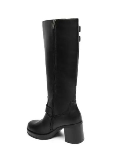 BOTTES AVEC TALONS EPAIS ET BOUCLES DECORATIVES MISS JOYCE NOIR