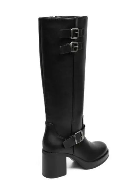 BOTTES AVEC TALONS EPAIS ET BOUCLES DECORATIVES MISS JOYCE NOIR