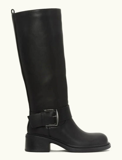 BOTTES CAVALIÈRE FEMME NOIR AVEC BOUCLE ARGENT MISS KAVANAH