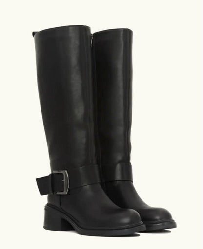 BOTTES CAVALIÈRE FEMME NOIR AVEC BOUCLE ARGENT MISS KAVANAH