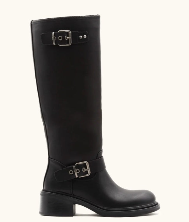 BOTTES CAVALIERES HAUTES NOIR A DOUBLE BOUCLE MISS MIRANDA