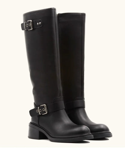 BOTTES CAVALIERES HAUTES NOIR A DOUBLE BOUCLE MISS MIRANDA