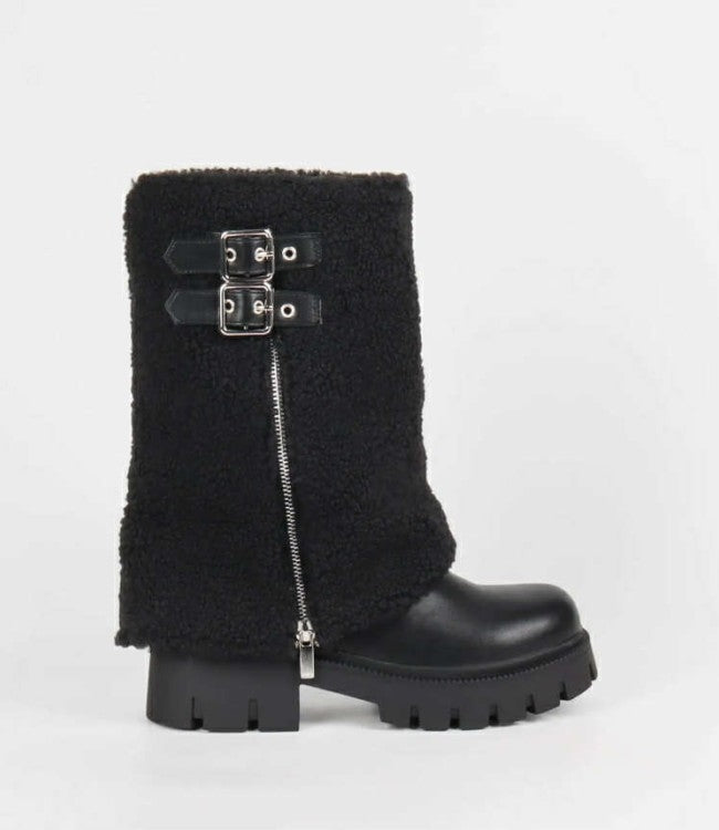 BOTTES FOURRÉES MOUMOUTE STYLE, CHALEUR ET CONFORT HIVERNAL “MISS RILEY” NOIR