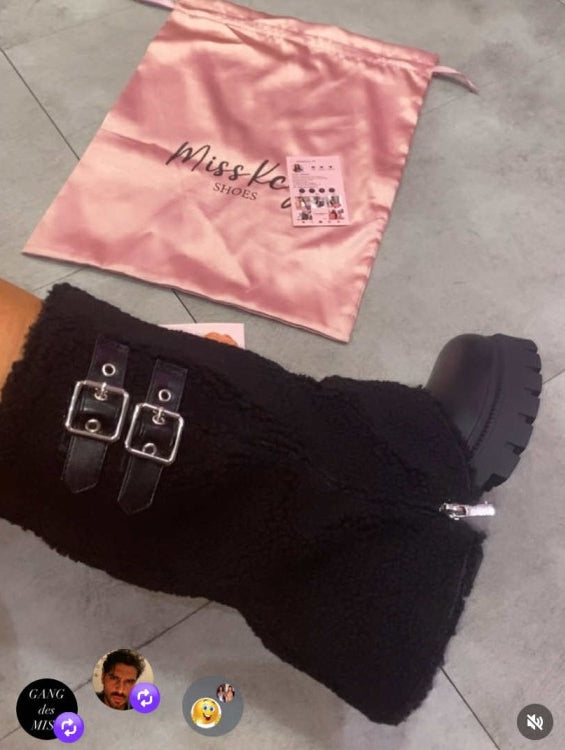 BOTTES FOURRÉES MOUMOUTE STYLE, CHALEUR ET CONFORT HIVERNAL “MISS RILEY” NOIR
