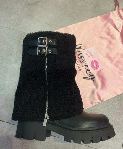 BOTTES FOURRÉES MOUMOUTE STYLE, CHALEUR ET CONFORT HIVERNAL “MISS RILEY” NOIR