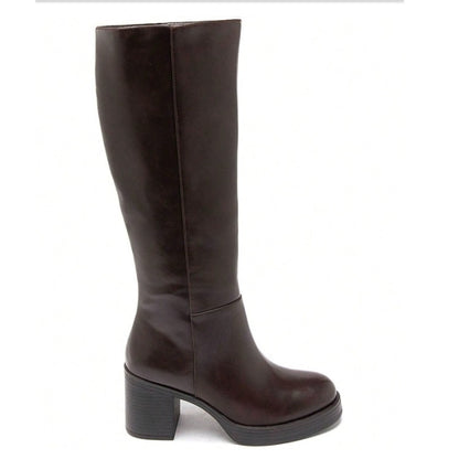 BOTTES HAUTES À TALON CARRÉ MISS KARINE CHOCO MARRON
