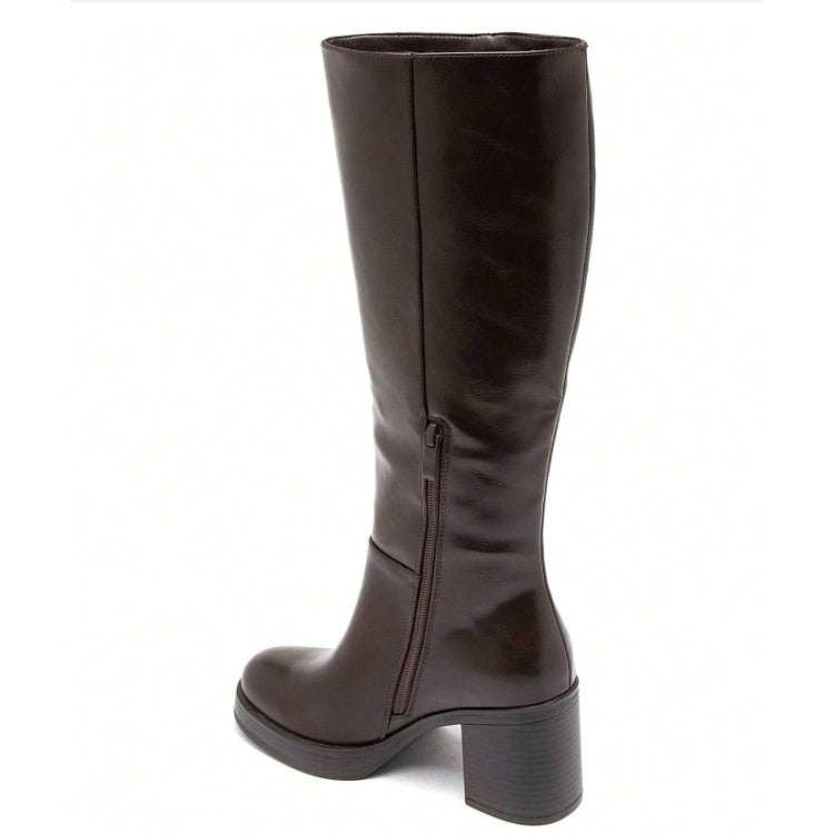 BOTTES HAUTES À TALON CARRÉ MISS KARINE CHOCO MARRON