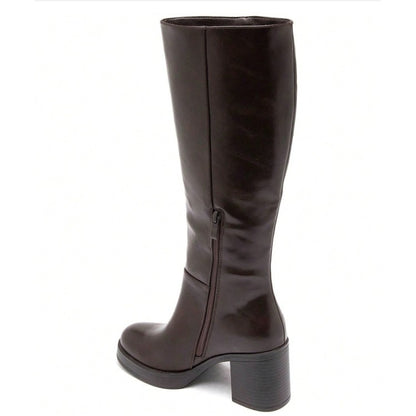 BOTTES HAUTES À TALON CARRÉ MISS KARINE CHOCO MARRON