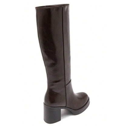 BOTTES HAUTES À TALON CARRÉ MISS KARINE CHOCO MARRON