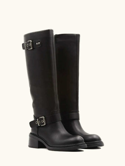 BOTTES HAUTES BICKER CAVALIÈRE NOIR SIMILI CUIR CONFORT QUOTIDIEN MISS EMILIE