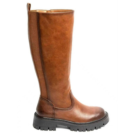 BOTTES HAUTES BIKER CAMEL AVEC ÉLASTIQUE À L’ARRIÈRE MISS NEO CAMEL
