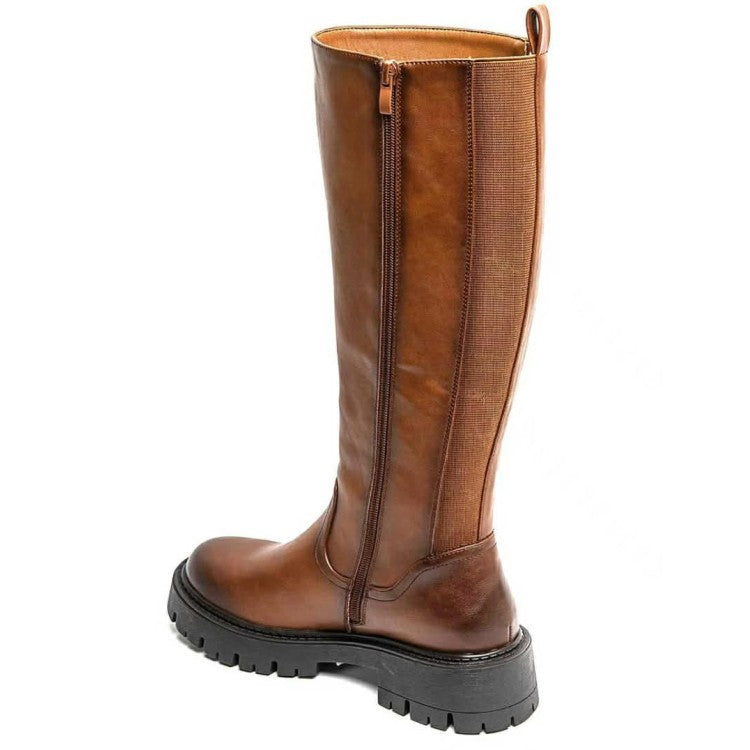 BOTTES HAUTES BIKER CAMEL AVEC ÉLASTIQUE À L’ARRIÈRE MISS NEO CAMEL